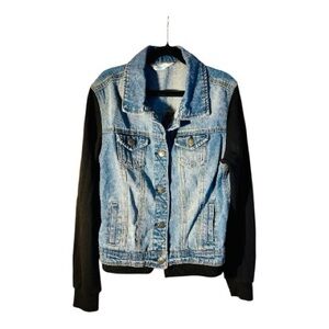 Highway Jeans Denim knit Sweatshirt hoodie combo Jean Jacket coat